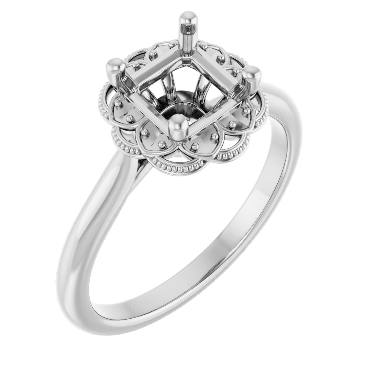 Bezel-Set Halo-Style Engagement Ring