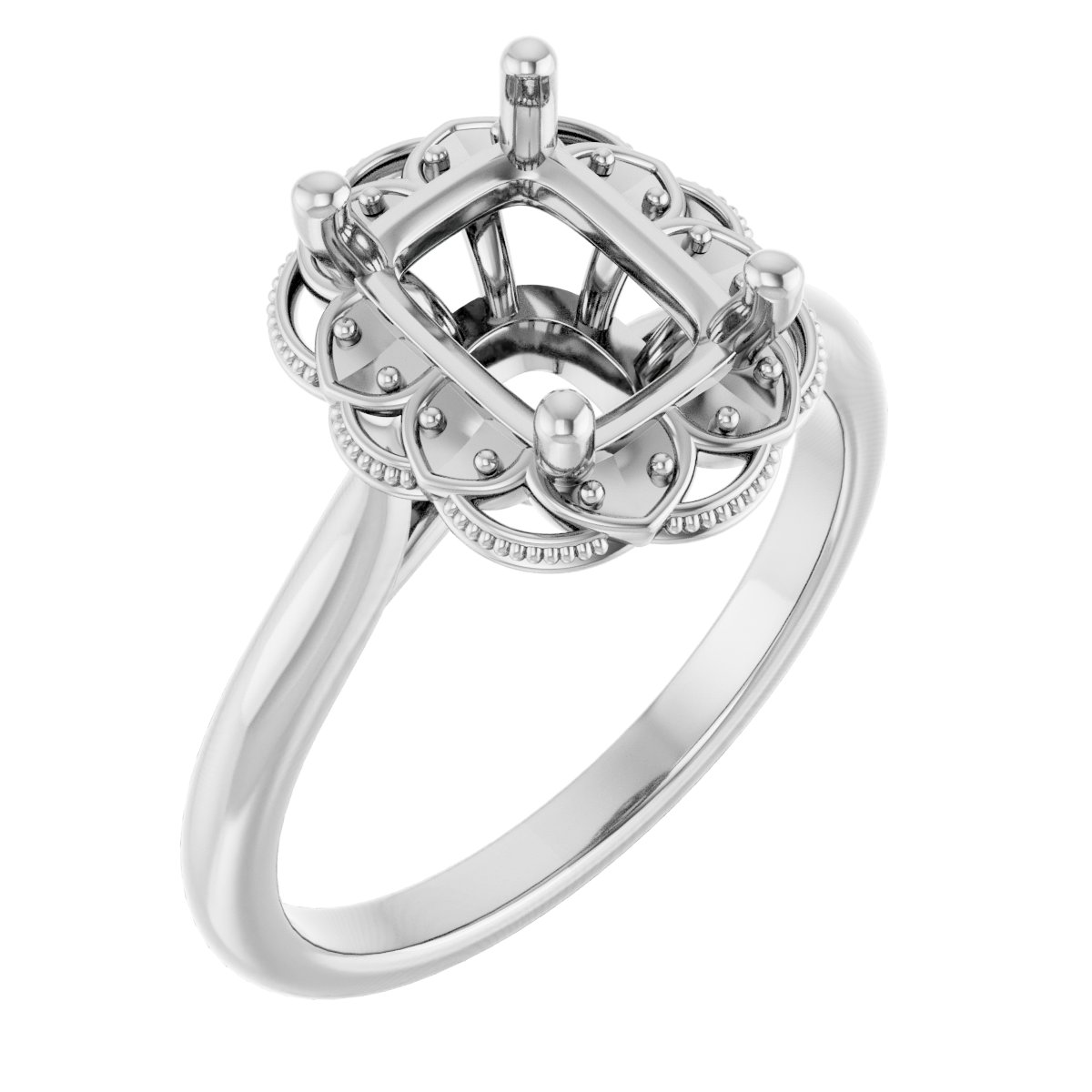 Bezel-Set Halo-Style Engagement Ring