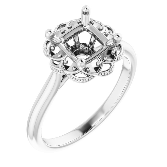 Bezel-Set Halo-Style Engagement Ring