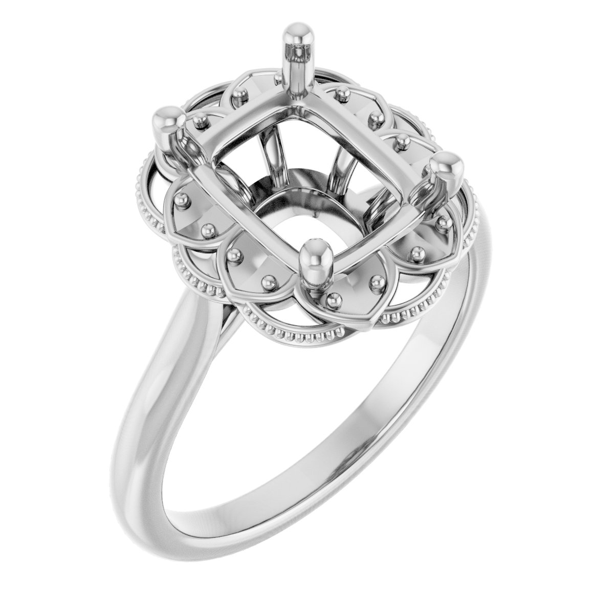 Bezel-Set Halo-Style Engagement Ring