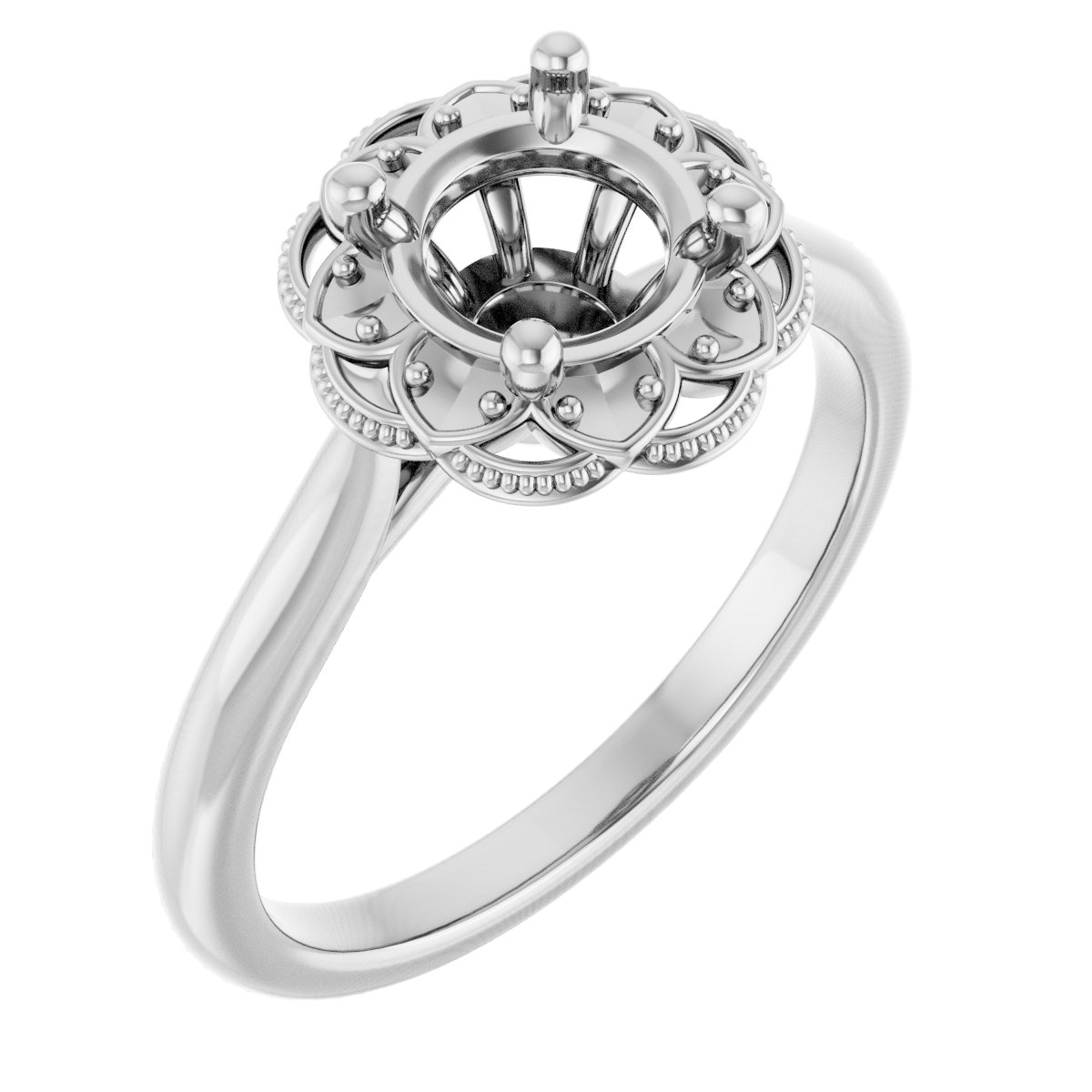 Bezel-Set Halo-Style Engagement Ring