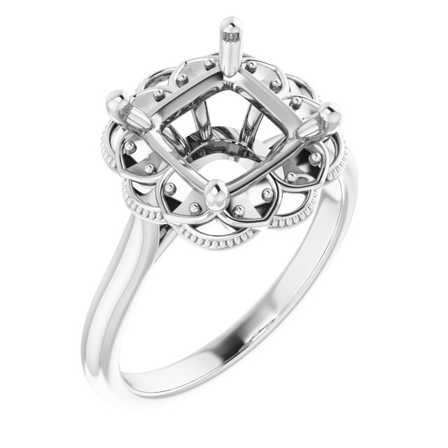 Bezel-Set Halo-Style Engagement Ring