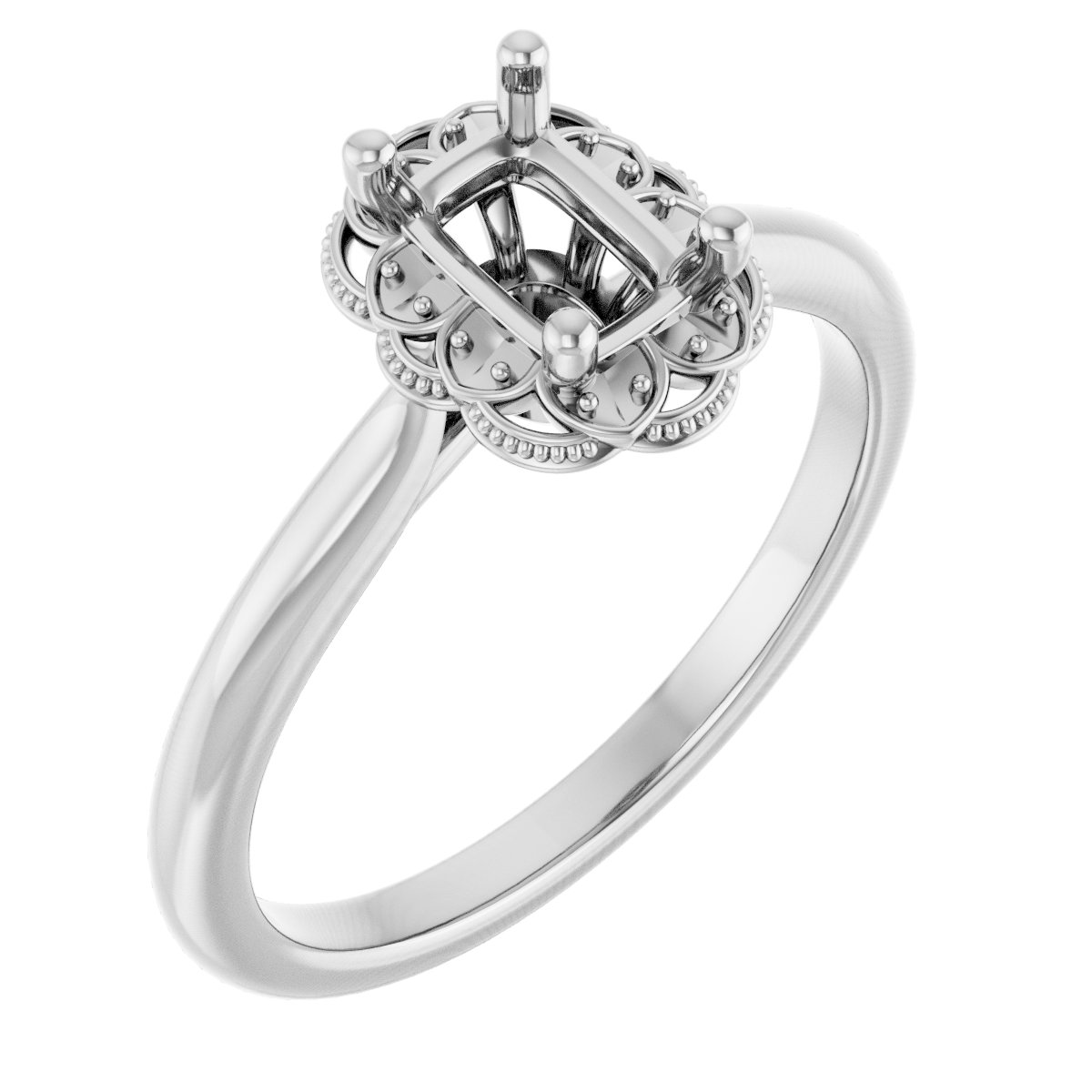 Bezel-Set Halo-Style Engagement Ring