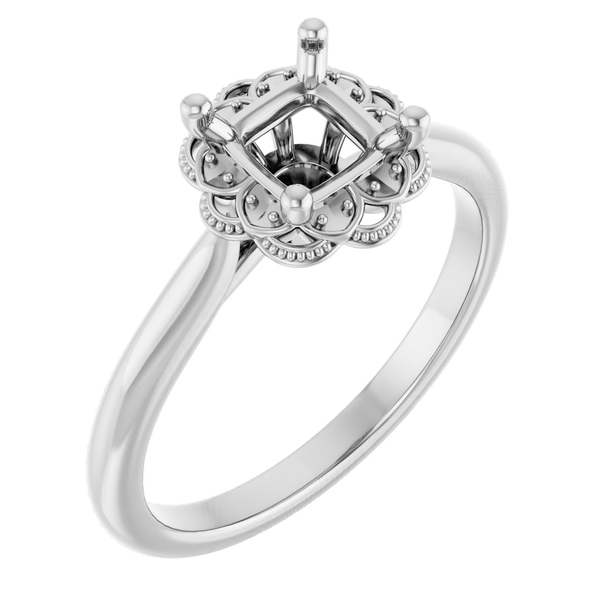 Bezel-Set Halo-Style Engagement Ring