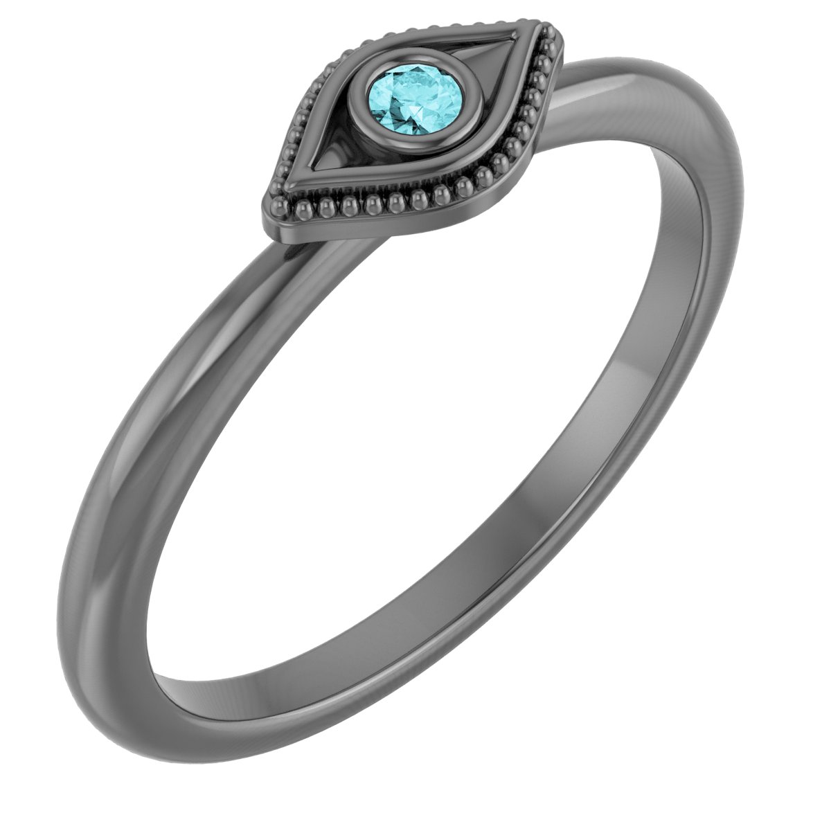 Sterling Silver Blue Zircon Stackable Evil Eye Ring
