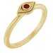 14K Yellow Natural Mozambique Garnet Stackable Evil Eye Ring
