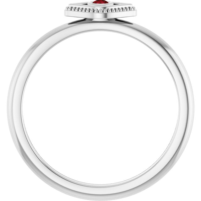 Platinum Lab-Grown Ruby Stackable Evil Eye Ring