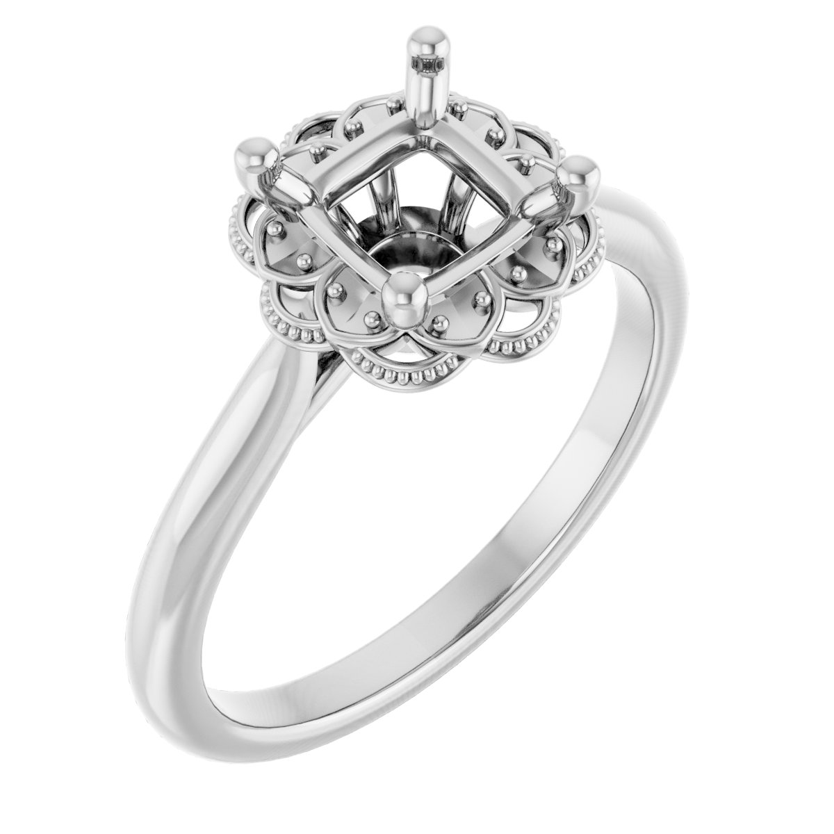Bezel-Set Halo-Style Engagement Ring