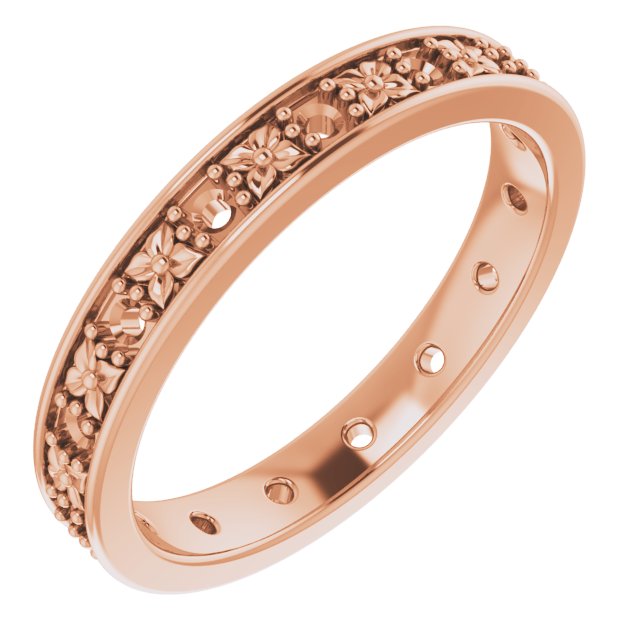 14K Rose 1/3 CTW Natural Diamond Floral Eternity Band Size 5.5