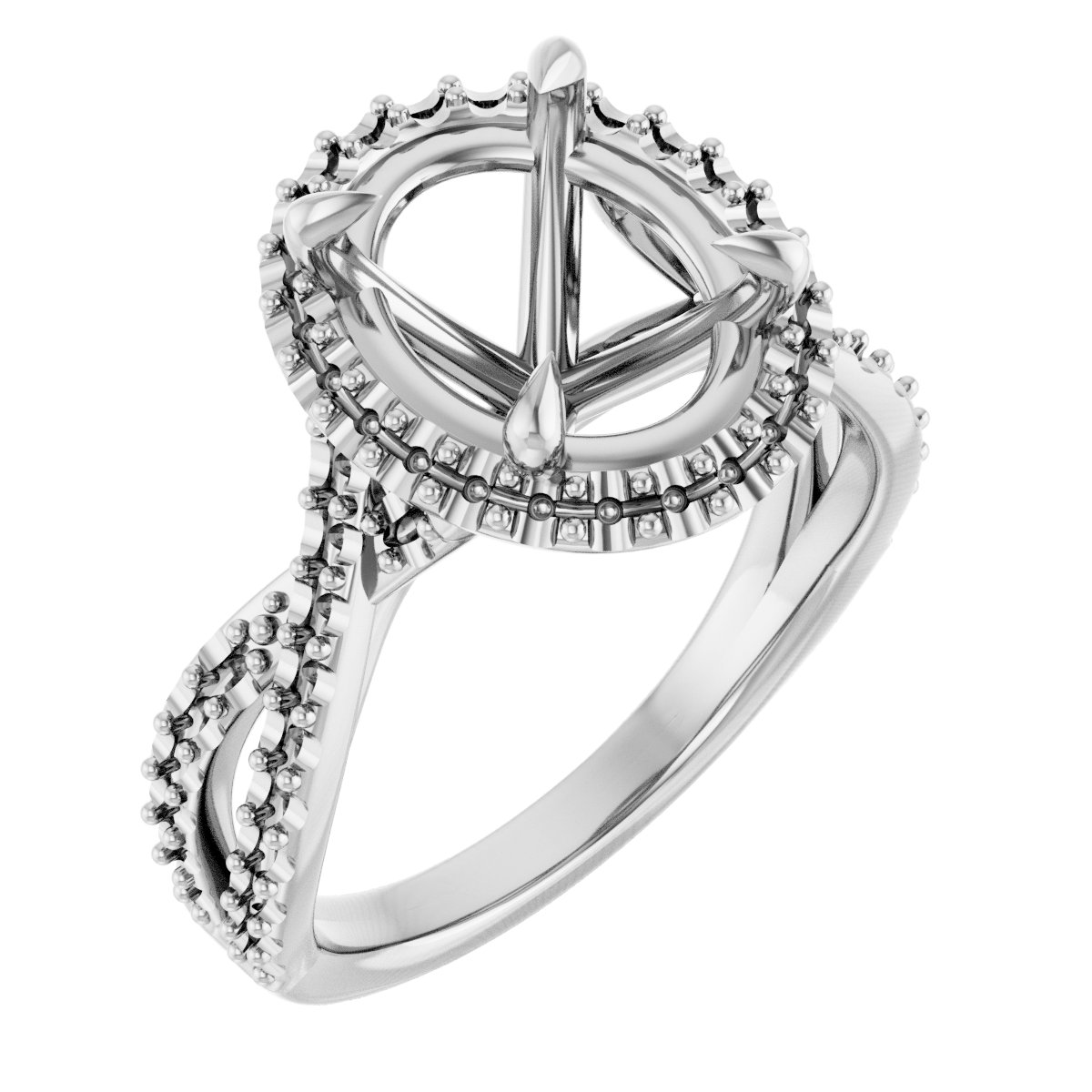 Halo-Style Criss-Cross Engagement Ring