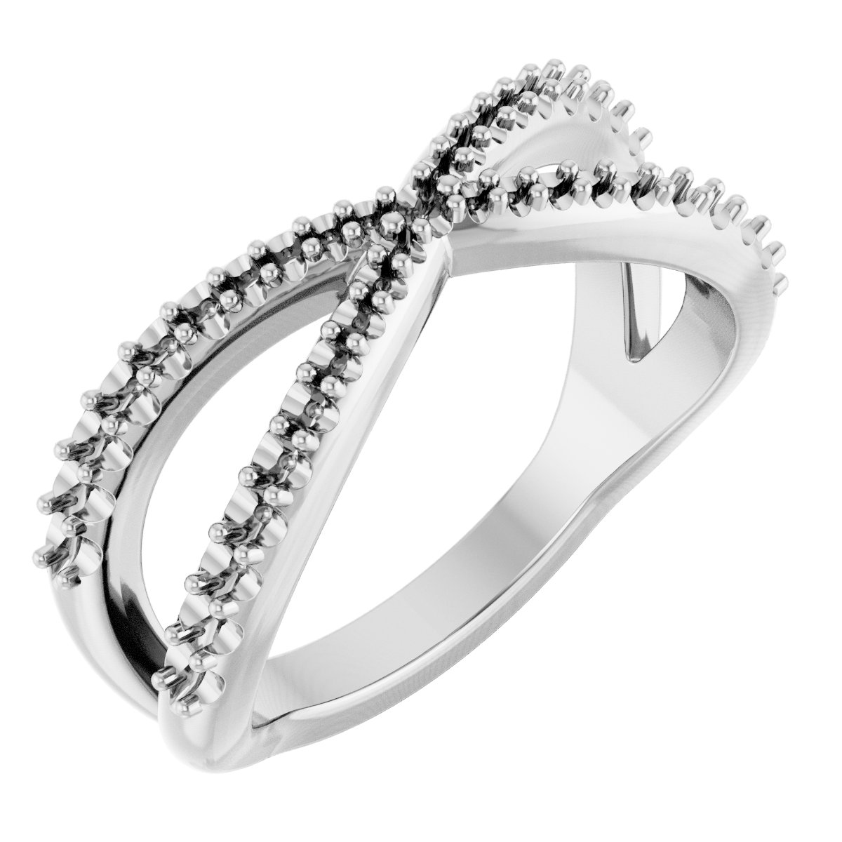 3/8 CTW Natural Diamond Criss-Cross Double Row Contour Band – 14K White Gold