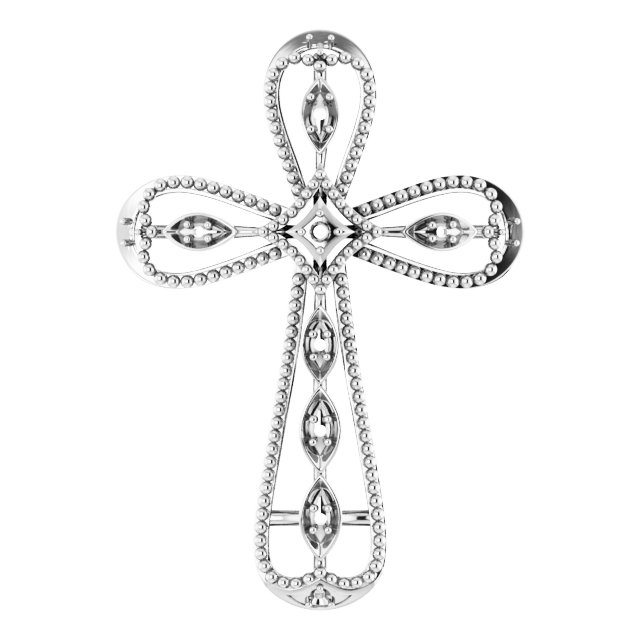 14K White .05 CTW Diamond Cross Pendant