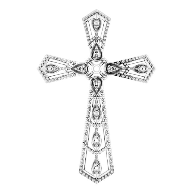 14K White .025 CTW Natural Diamond Cross Pendant 