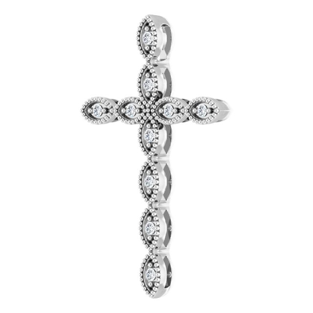 14K White 1/10 CTW Natural Diamond Cross Pendant