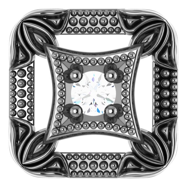 14K White .03 CT Natural Diamond Vintage-Inspired Pendant
