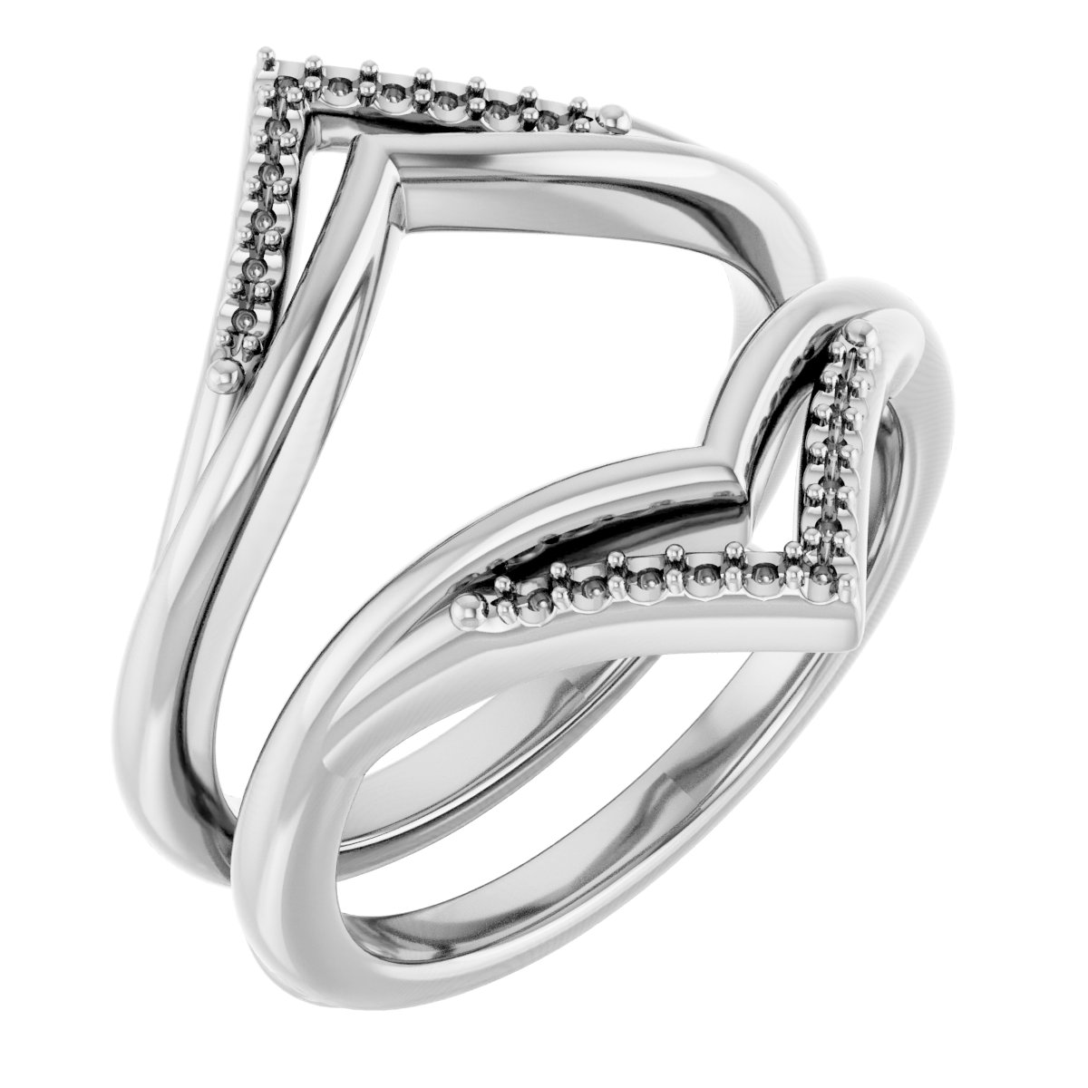 1/8 CTW Natural Diamond Double Row Ring Guard – 14K White Gold