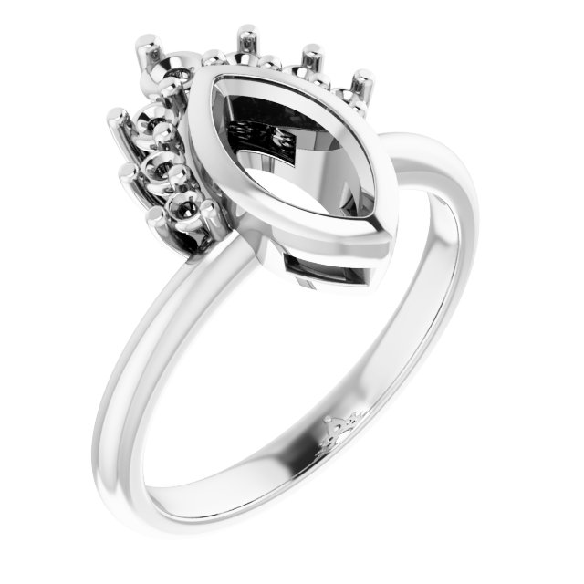 Bezel-Set Accented Asymmetric Engagement Ring