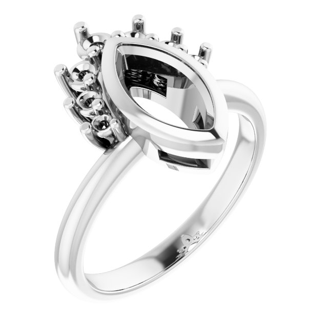 Bezel-Set Accented Asymmetric Engagement Ring