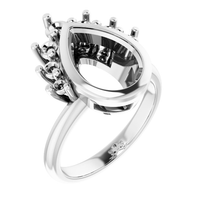 Bezel-Set Accented Asymmetric Engagement Ring