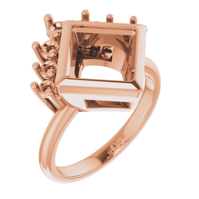 Bezel-Set Accented Asymmetric Engagement Ring