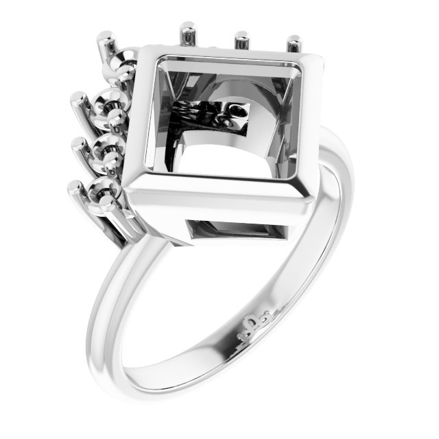 Bezel-Set Accented Asymmetric Engagement Ring
