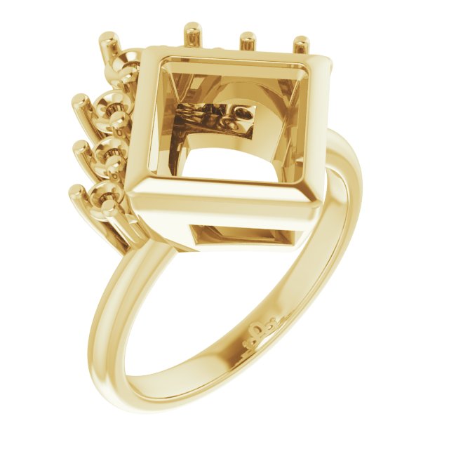 Bezel-Set Accented Asymmetric Engagement Ring