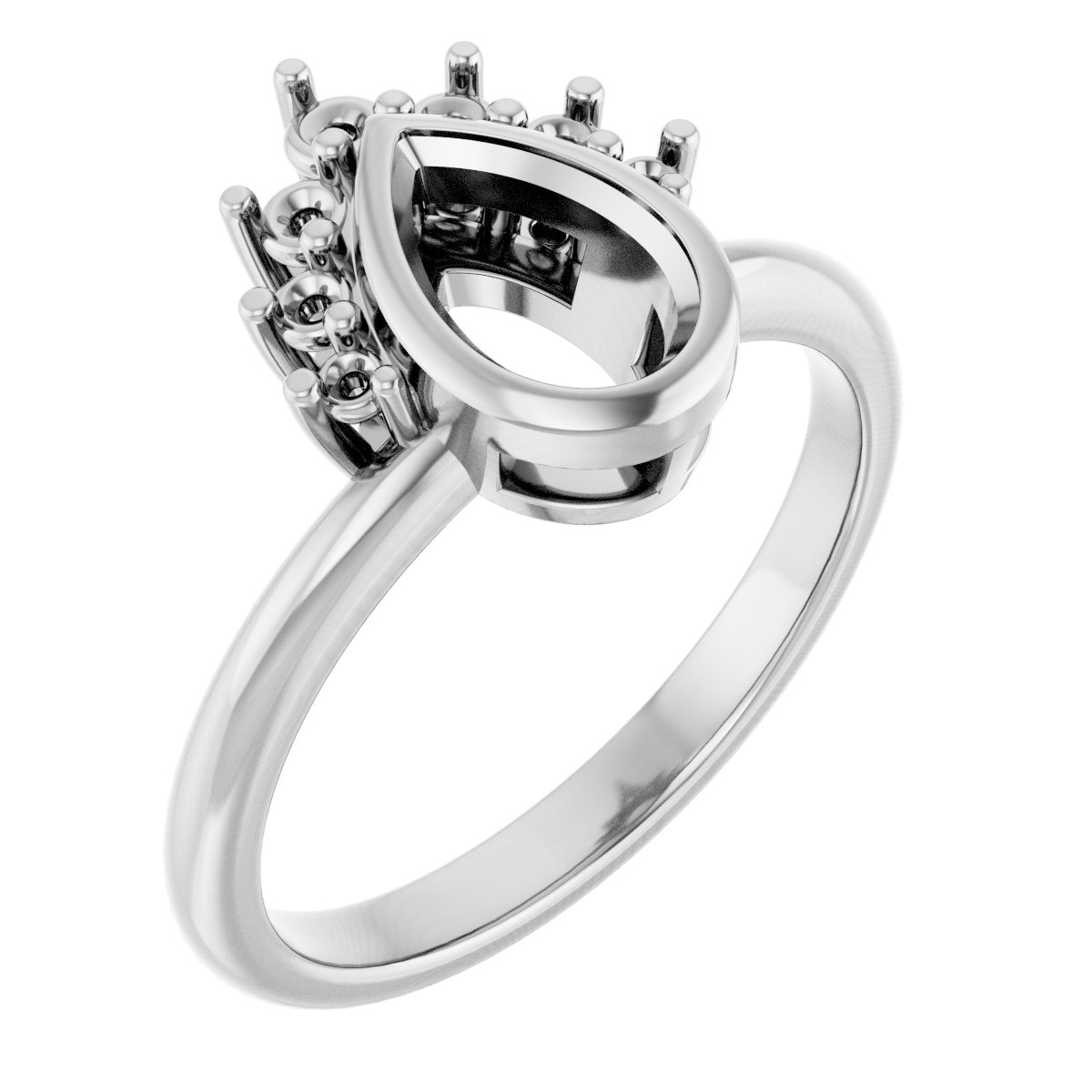 Bezel-Set Accented Asymmetric Engagement Ring