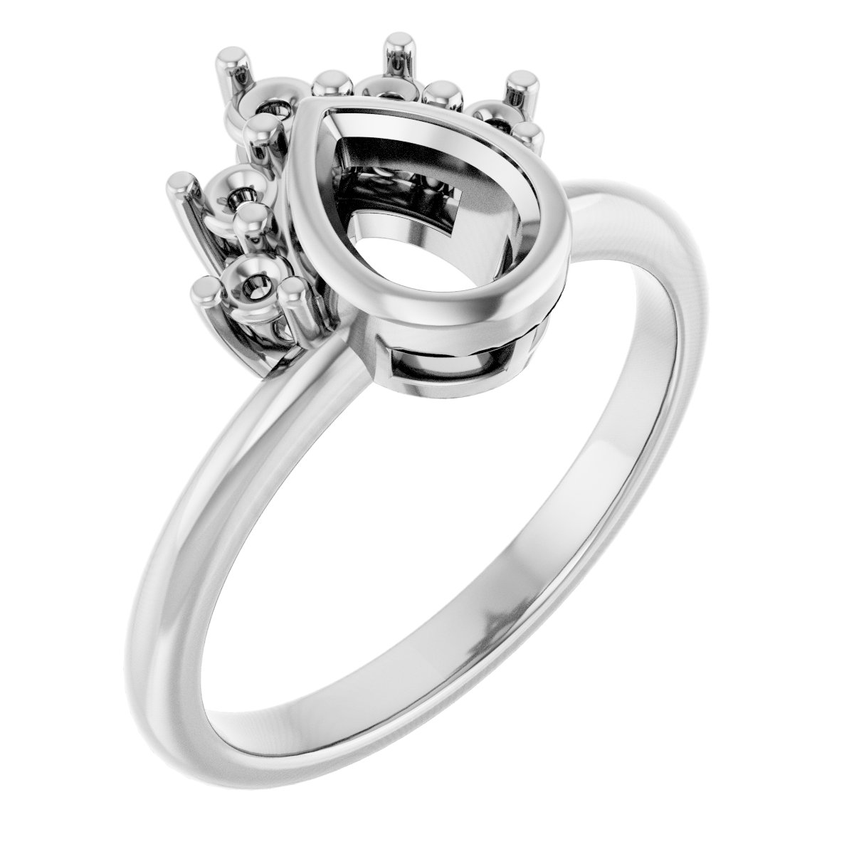 Bezel-Set Accented Asymmetric Engagement Ring