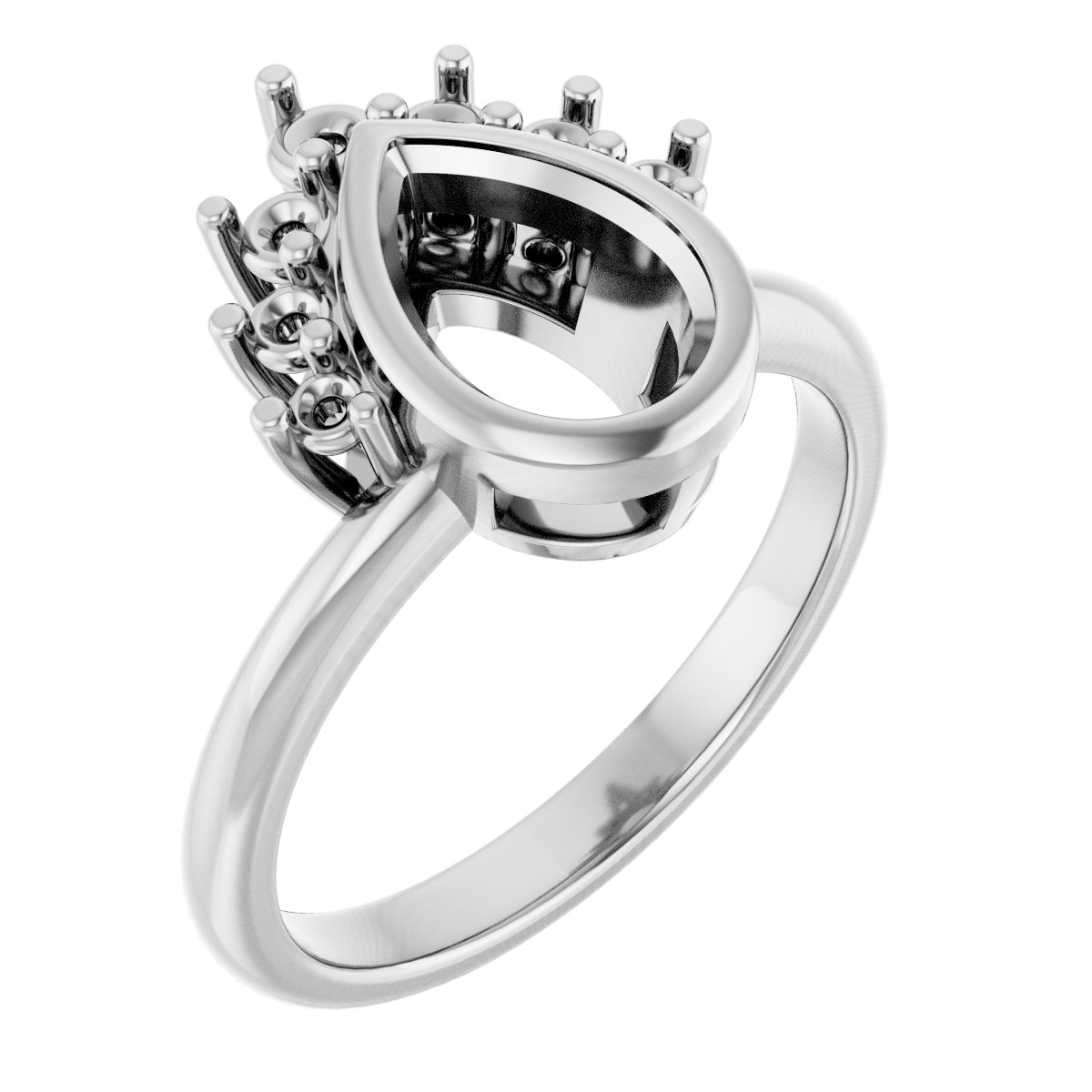 Bezel-Set Accented Asymmetric Engagement Ring