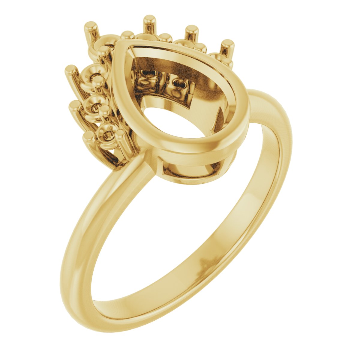 Bezel-Set Accented Asymmetric Engagement Ring