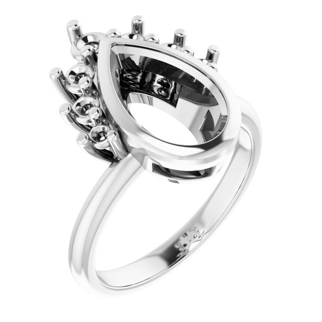 Bezel-Set Accented Asymmetric Engagement Ring
