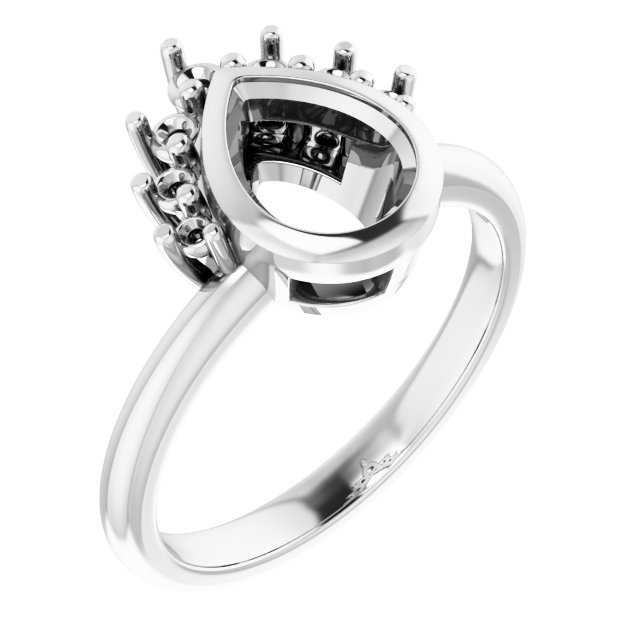 Bezel-Set Accented Asymmetric Engagement Ring