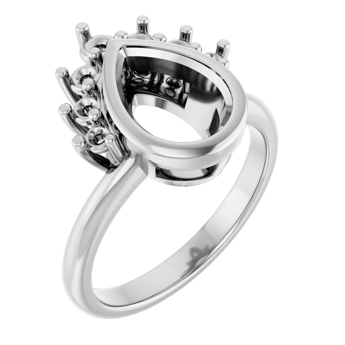 Bezel-Set Accented Asymmetric Engagement Ring