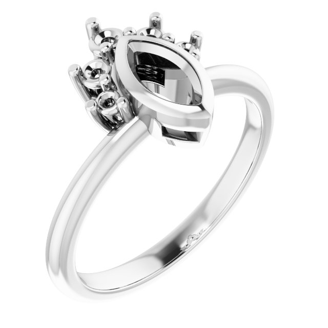 Bezel-Set Accented Asymmetric Engagement Ring