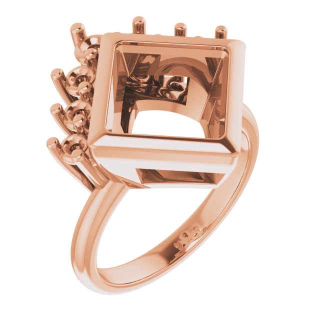 Bezel-Set Accented Asymmetric Engagement Ring