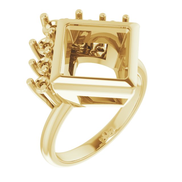Bezel-Set Accented Asymmetric Engagement Ring