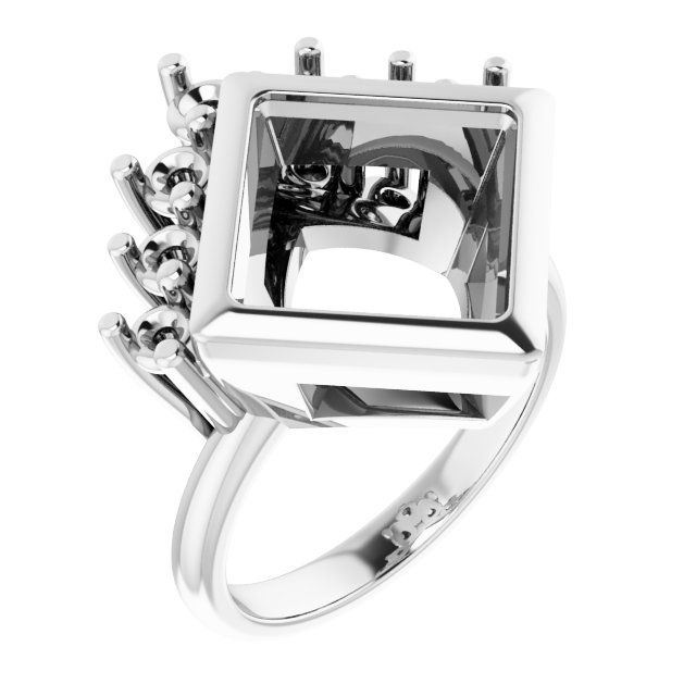 Bezel-Set Accented Asymmetric Engagement Ring