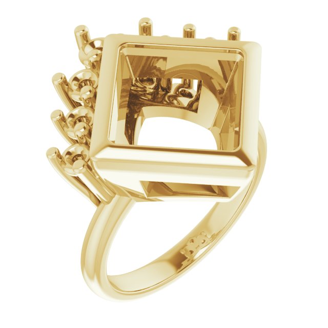 Bezel-Set Accented Asymmetric Engagement Ring