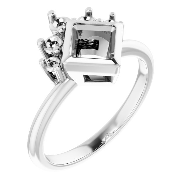 Bezel-Set Accented Asymmetric Engagement Ring