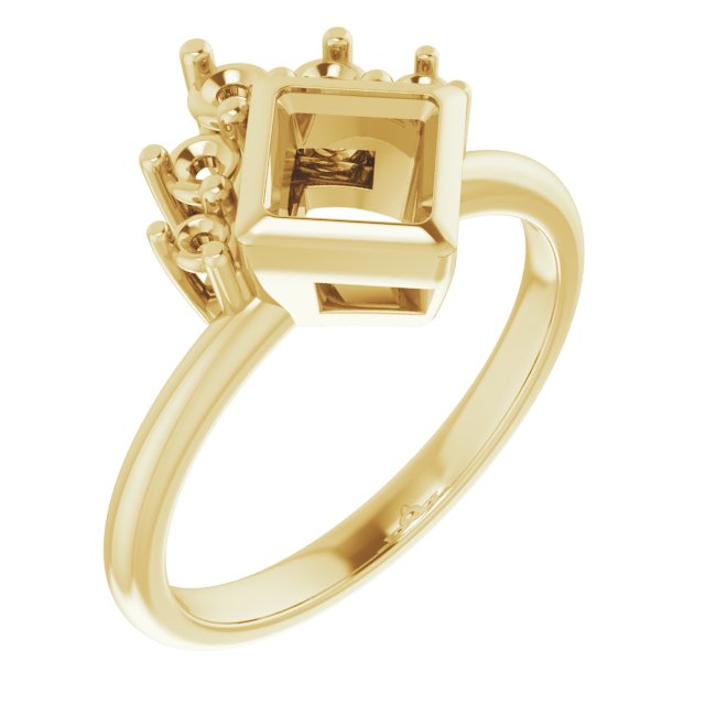 Bezel-Set Accented Asymmetric Engagement Ring