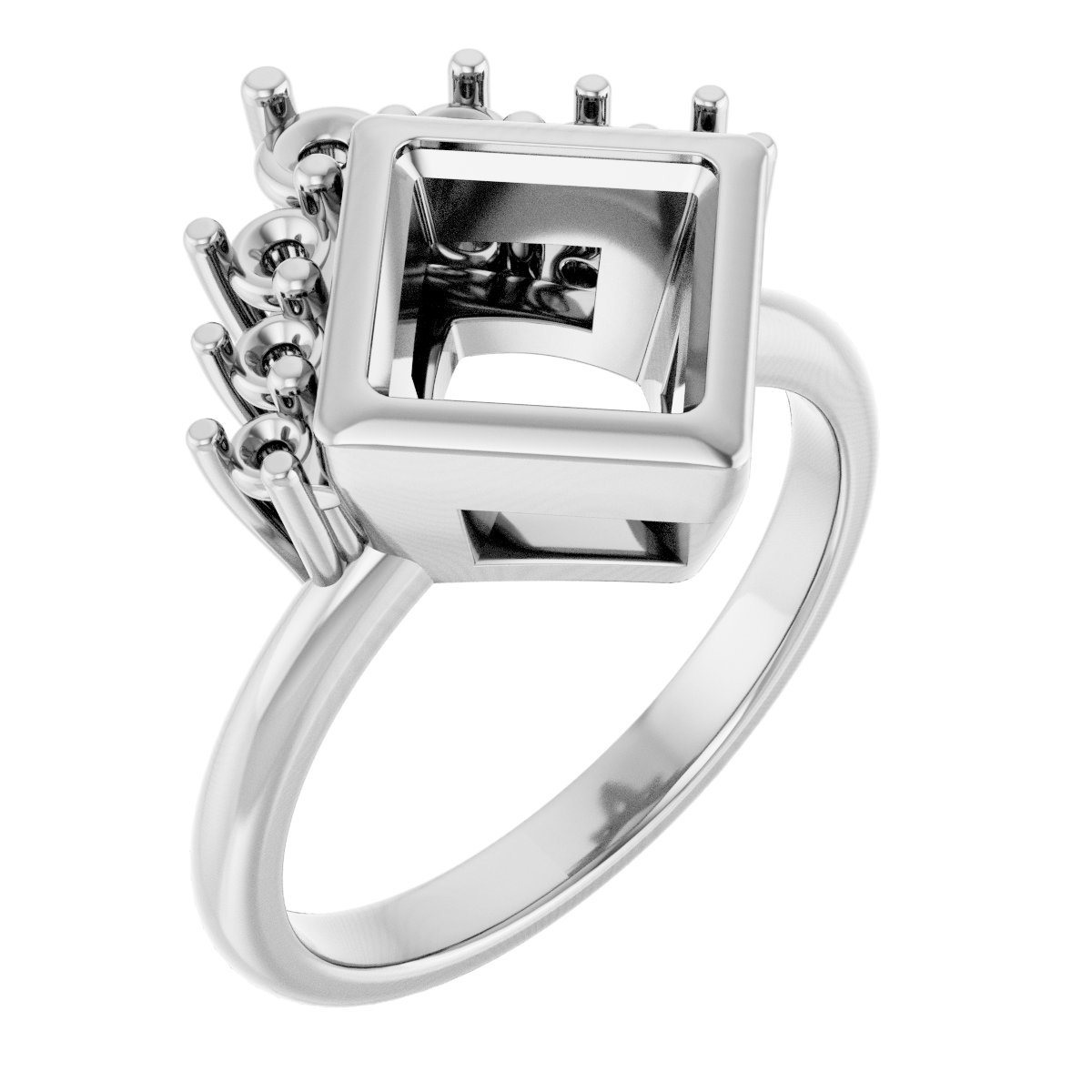 Bezel-Set Accented Asymmetric Engagement Ring