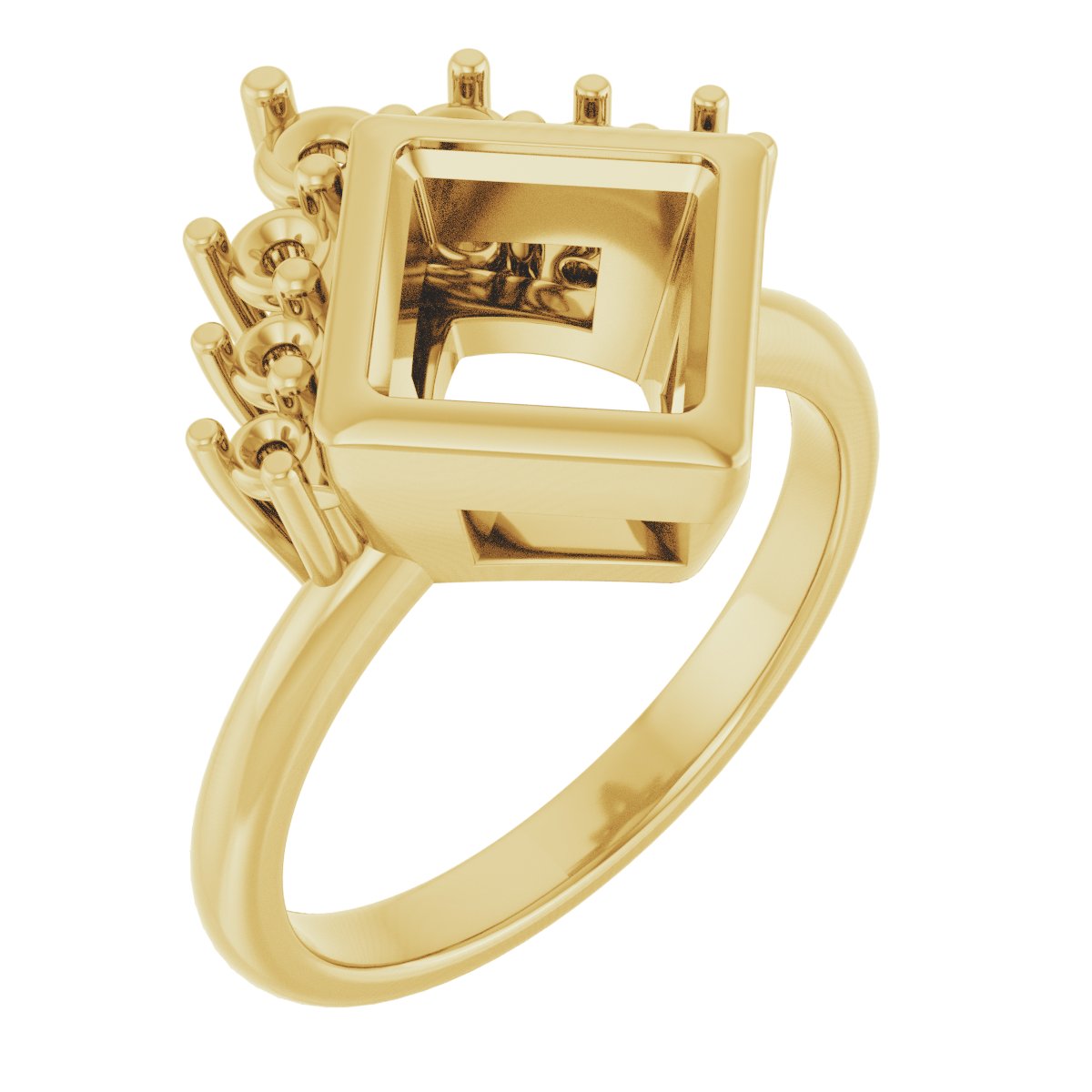 Bezel-Set Accented Asymmetric Engagement Ring