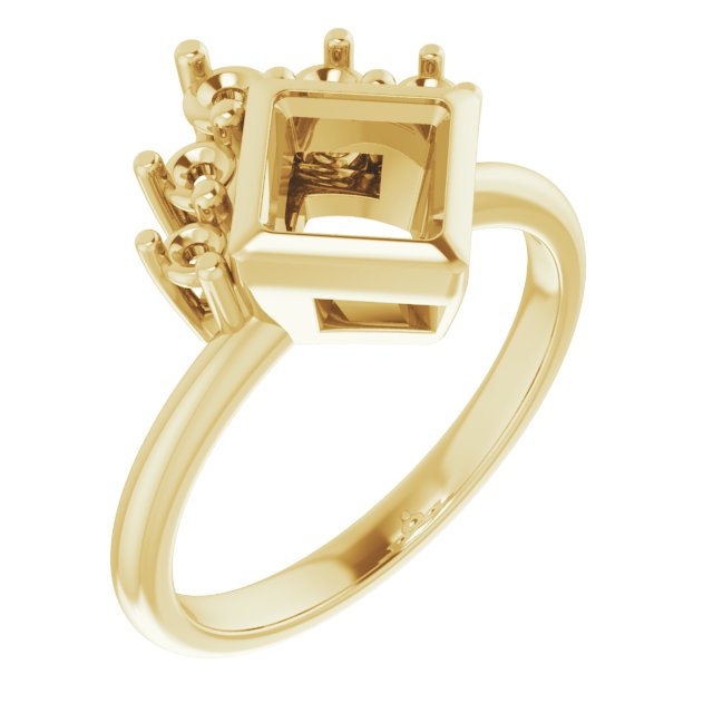 Bezel-Set Accented Asymmetric Engagement Ring