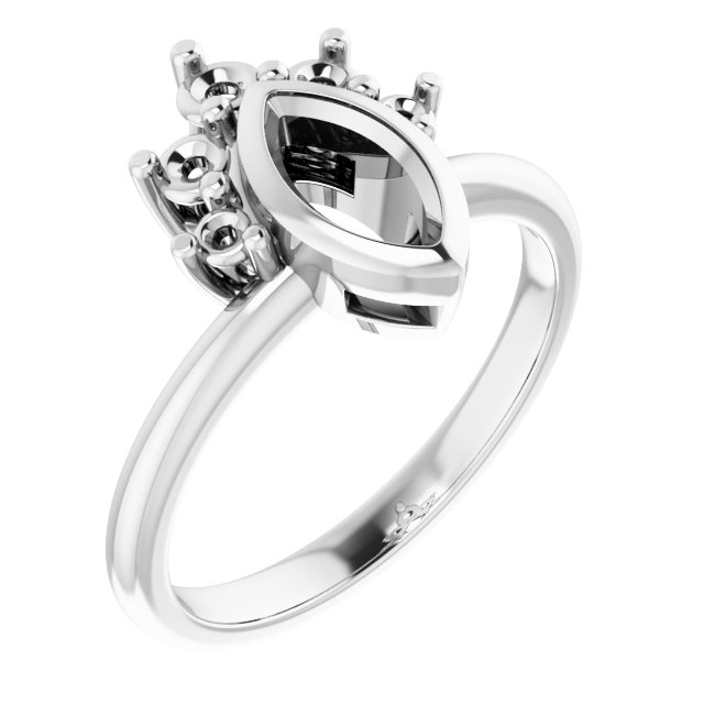 Bezel-Set Accented Asymmetric Engagement Ring