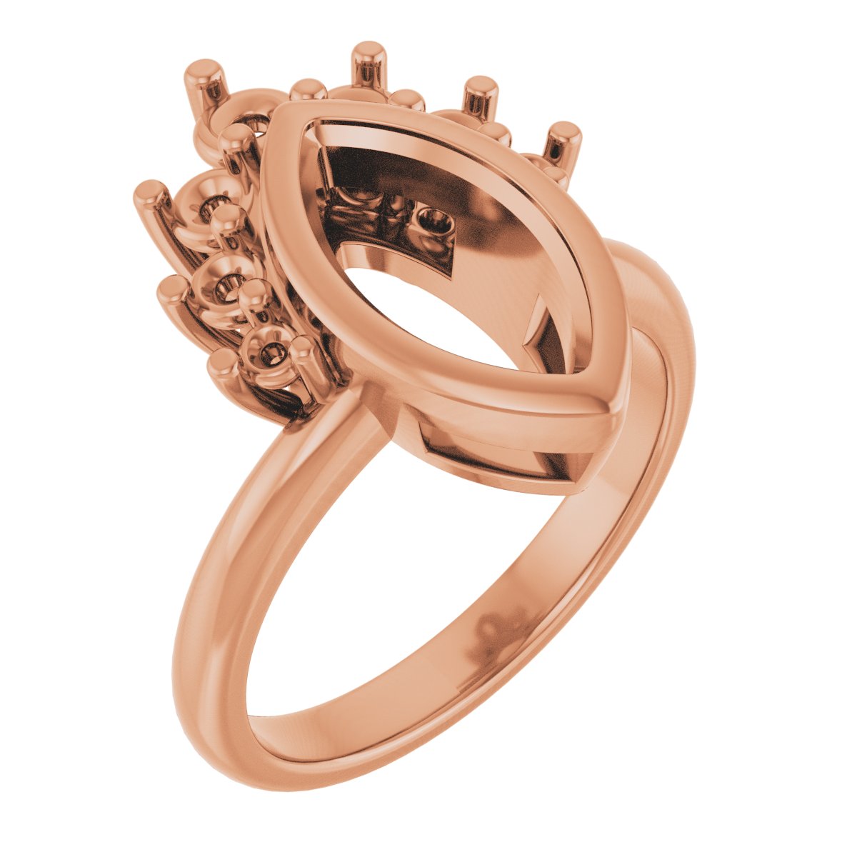 Bezel-Set Accented Asymmetric Engagement Ring