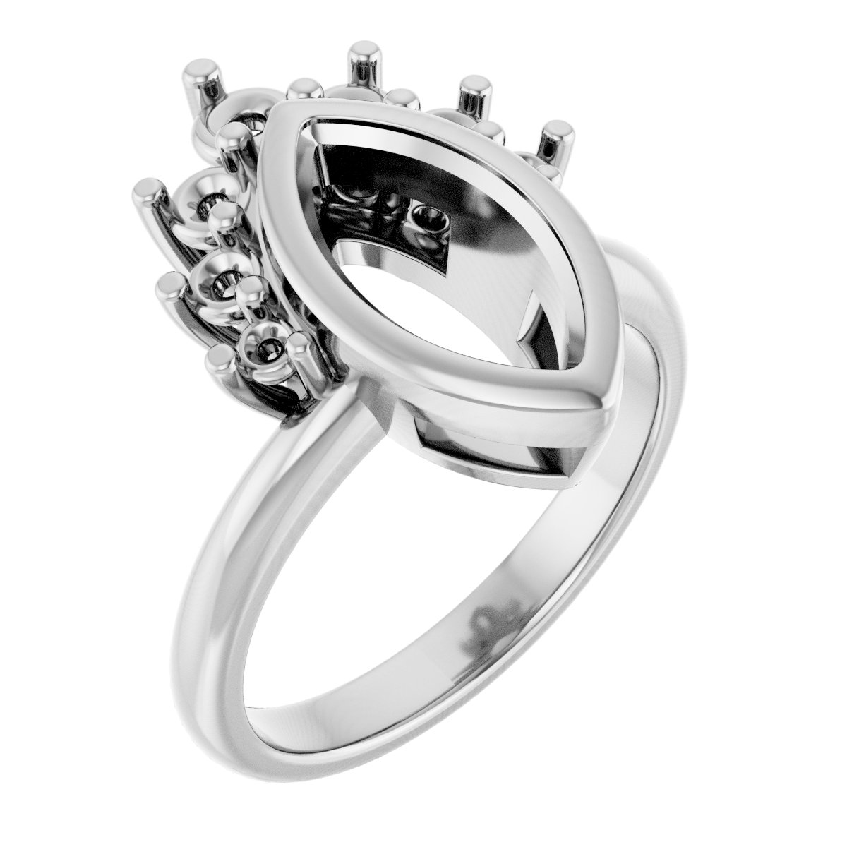 Bezel-Set Accented Asymmetric Engagement Ring