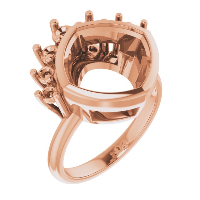 Bezel-Set Accented Asymmetric Engagement Ring