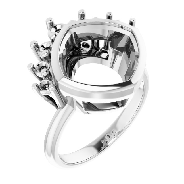 Bezel-Set Accented Asymmetric Engagement Ring
