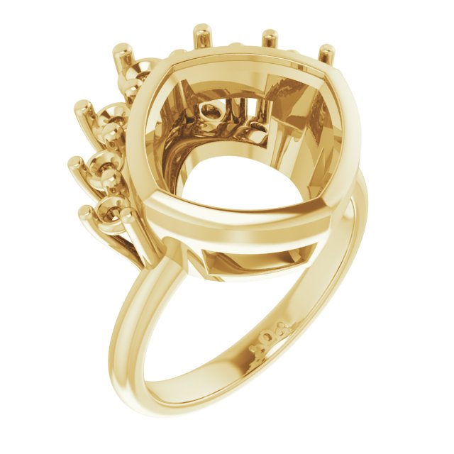 Bezel-Set Accented Asymmetric Engagement Ring