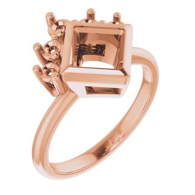 Bezel-Set Accented Asymmetric Engagement Ring